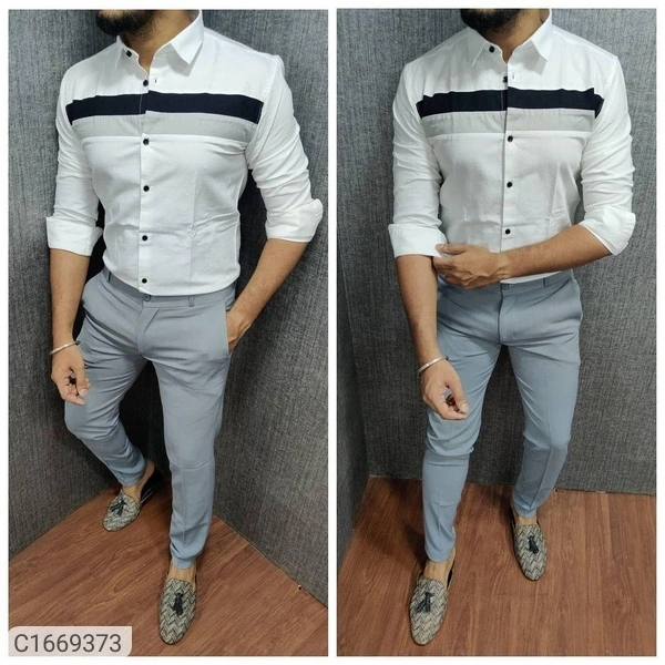  Lycra Color block Full Sleeves Slim Fit Casual Shirt (SC1669373)  - XL , Sidhu Collection 
