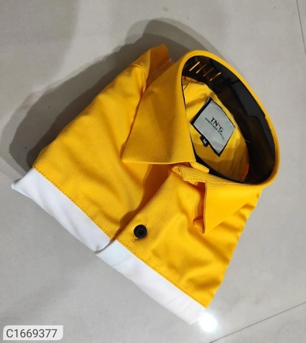  Lycra Color block Full Sleeves Slim Fit Casual Shirt (SC1669377)  - M, Sidhu Collection 