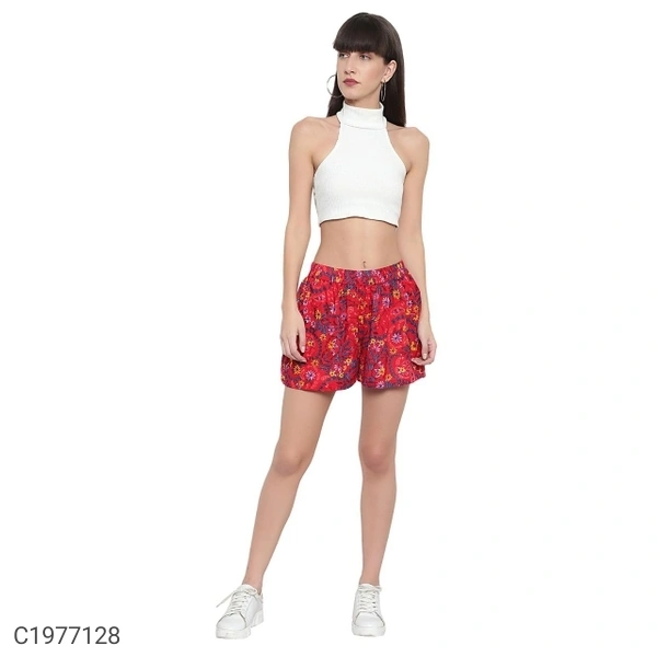 Women's Rayon Floral Shorts (SC1977128)  - XL , Sidhu Collection 