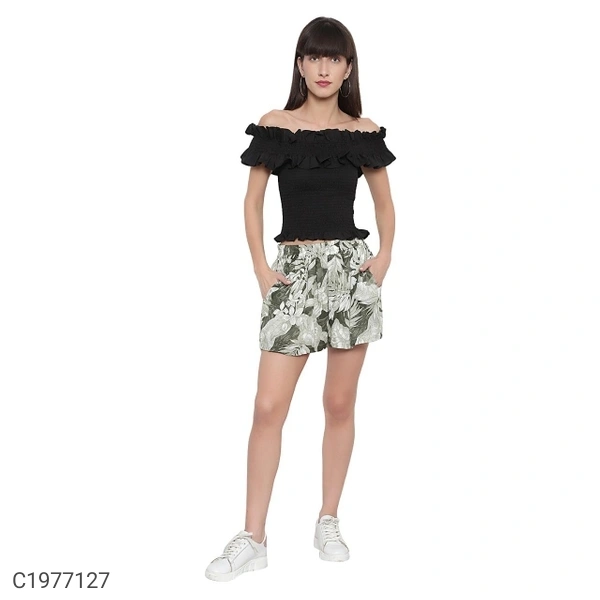 Women's Rayon Floral Shorts (SC1977127)  - XL , Sidhu Collection 