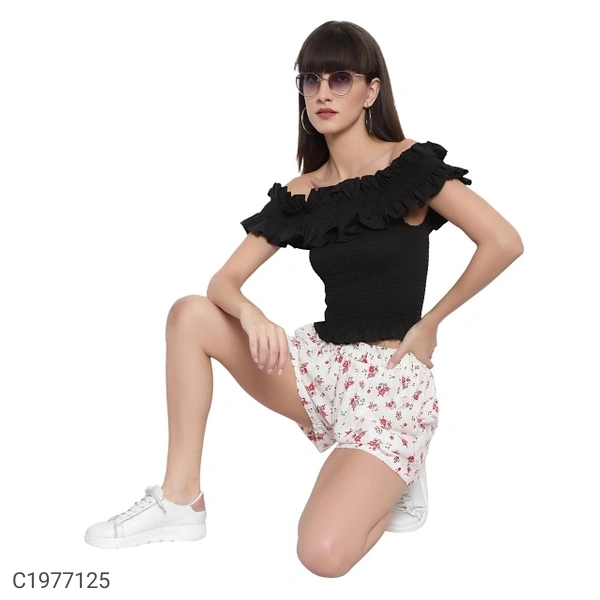 Women's Rayon Floral Shorts (SC1977125)  - XL , Sidhu Collection 