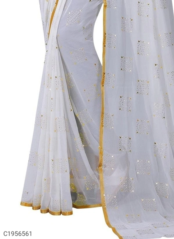  Delicate Printed Chiffon Sarees (SC1956561)  - White, Sidhu Collection 