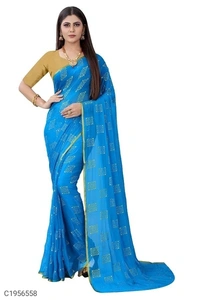  Delicate Printed Chiffon Sarees (SC1956561)  - White, Sidhu Collection 