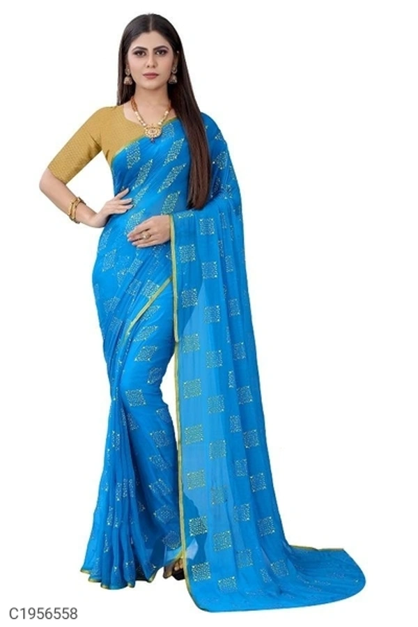  Delicate Printed Chiffon Sarees (SC1956561)  - White, Sidhu Collection 