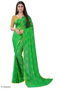  Delicate Printed Chiffon Sarees (SC1956561)  - White, Sidhu Collection 