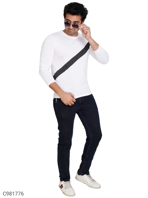 Cotton Blend Color Block T-Shirt (SC981776)  - XL , Sidhu Collection 