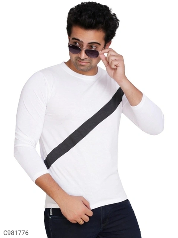 Cotton Blend Color Block T-Shirt (SC981776)  - XL , Sidhu Collection 