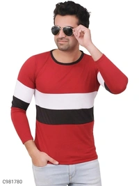 Cotton Blend Color Block T-Shirt (SC981780)  - M, Sidhu Collection 