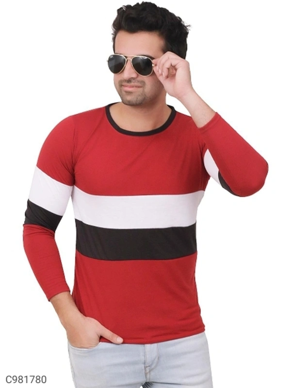 Cotton Blend Color Block T-Shirt (SC981780)  - M, Sidhu Collection 