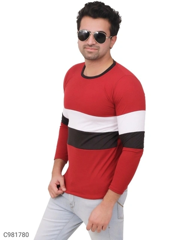 Cotton Blend Color Block T-Shirt (SC981780)  - L , Sidhu Collection 
