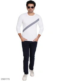 Cotton Blend Color Block T-Shirt (SC981775)  - M, Sidhu Collection 