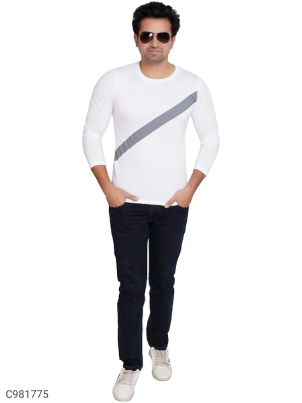 Cotton Blend Color Block T-Shirt (SC981775)  - L, Sidhu Collection 