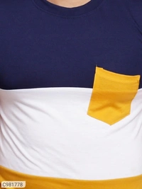 Cotton Blend Color Block T-Shirt (SC981778)  - S, Sidhu Collection 