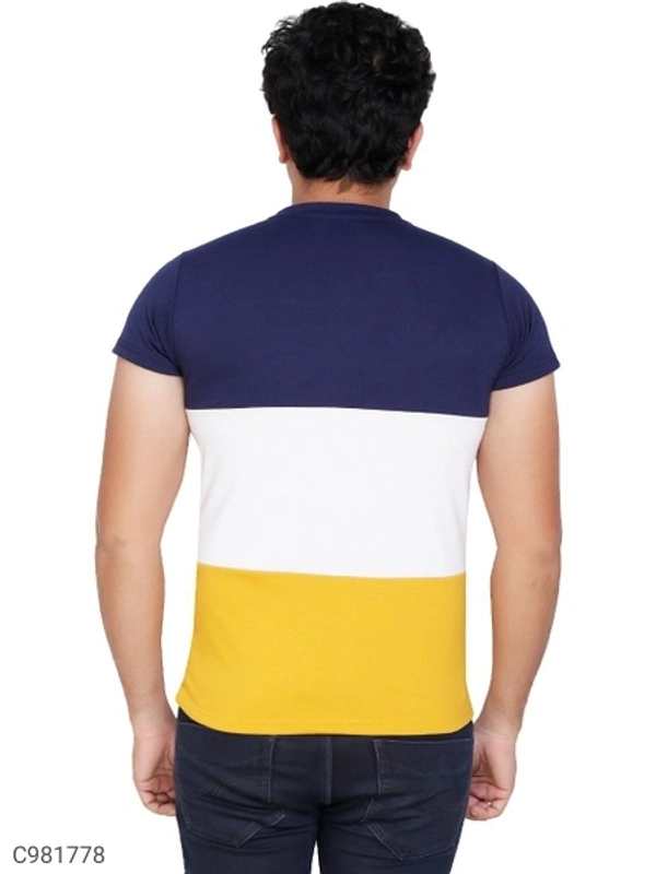 Cotton Blend Color Block T-Shirt (SC981778)  - S, Sidhu Collection 