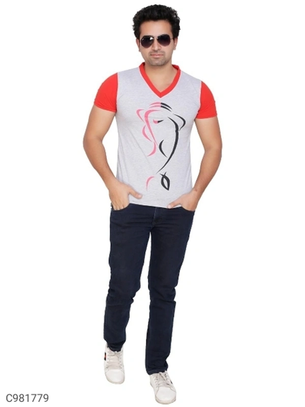 Cotton Blend Color Block T-Shirt (SC981779)  - M, Sidhu Collection 