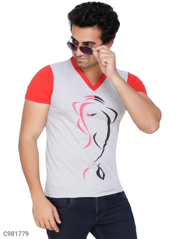 Cotton Blend Color Block T-Shirt (SC981779)  - L, Sidhu Collection 