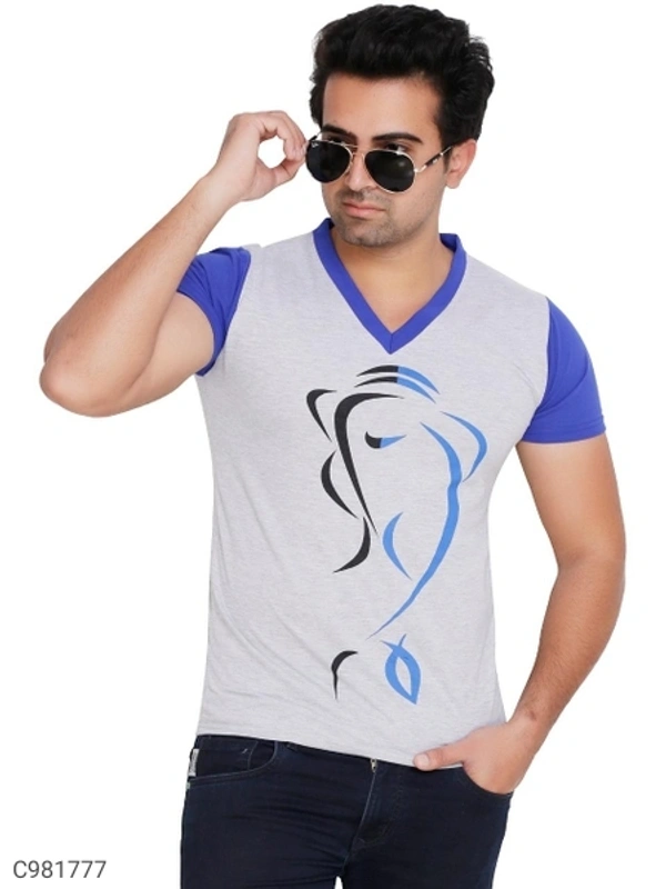 Cotton Blend Color Block T-Shirt (SC981777)  - S, Sidhu Collection 