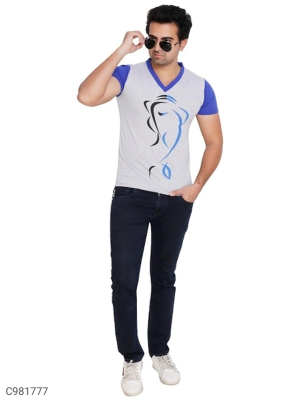Cotton Blend Color Block T-Shirt (SC981777)  - S, Sidhu Collection 