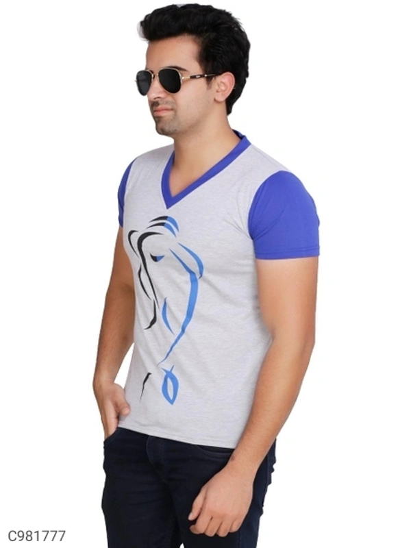 Cotton Blend Color Block T-Shirt (SC981777)  - S, Sidhu Collection 