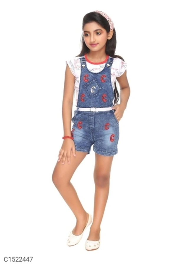  Kids Applique Dungaree (SC1522447)  - 5 - 6 Years , Sidhu Collection 