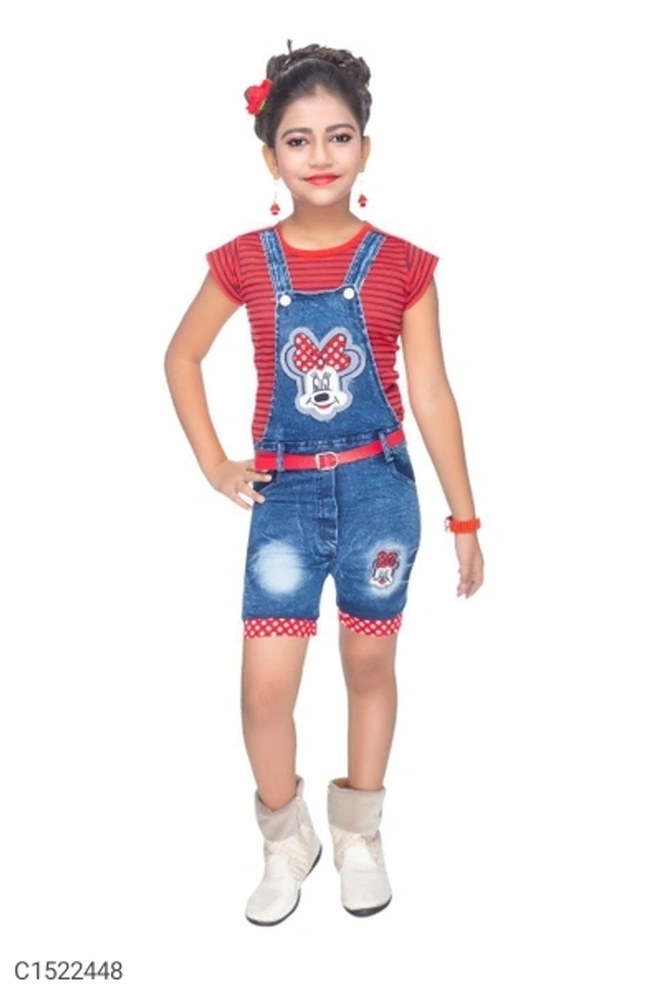  Kids Applique Dungaree (SC1522448)  - 3 - 4 Years , Sidhu Collection 