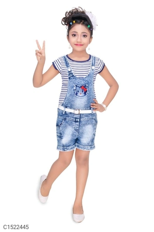  Kids Applique Dungaree (SC1522445)  - 3 - 4 Years , Sidhu Collection 