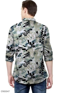  Satin Silk Printed Slim Fit Casual Shirt (SC983047)  - M, Sidhu Collection 