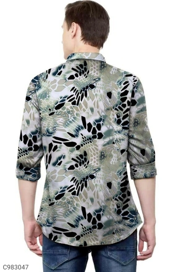  Satin Silk Printed Slim Fit Casual Shirt (SC983047)  - M, Sidhu Collection 