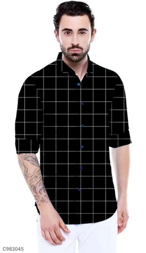  Satin Silk Printed Slim Fit Casual Shirt (SC983045)  - L, Sidhu Collection 