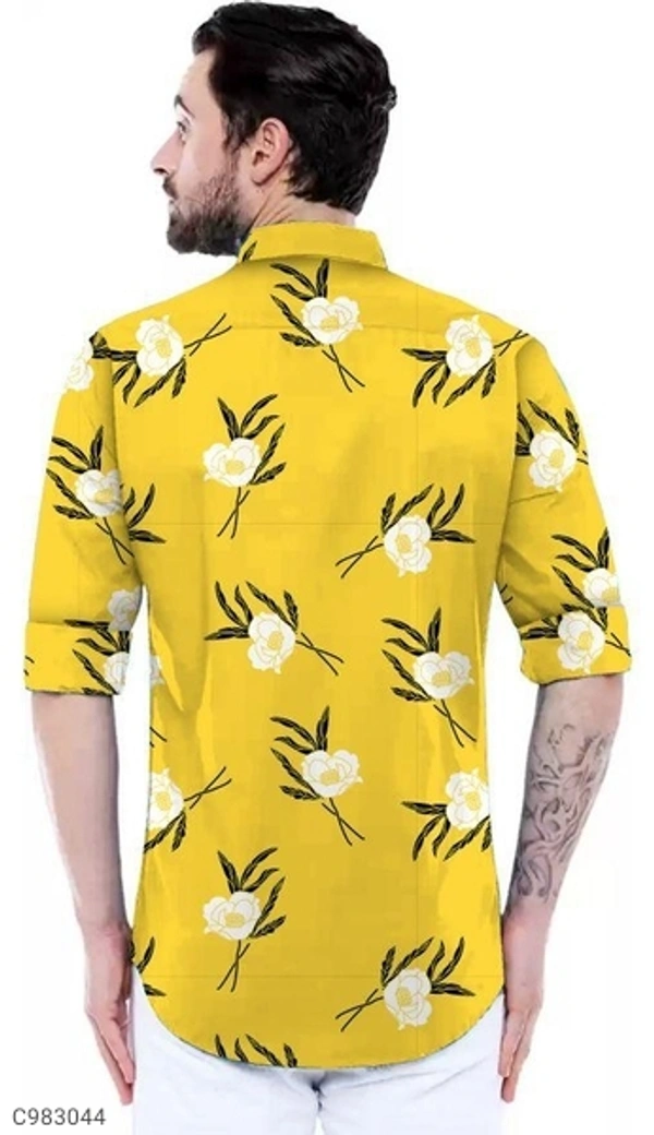  Satin Silk Printed Slim Fit Casual Shirt (SC983044)  - S, Sidhu Collection 