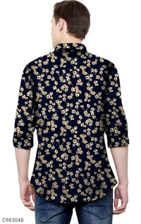  Satin Silk Printed Slim Fit Casual Shirt (SC983048)  - M, Sidhu Collection 