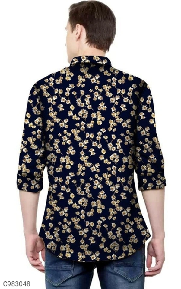  Satin Silk Printed Slim Fit Casual Shirt (SC983048)  - M, Sidhu Collection 
