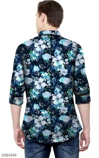  Satin Silk Printed Slim Fit Casual Shirt (SC983049)  - S, Sidhu Collection 