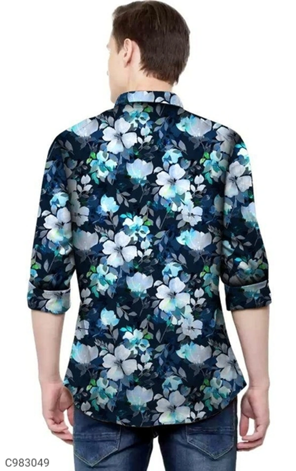  Satin Silk Printed Slim Fit Casual Shirt (SC983049)  - S, Sidhu Collection 