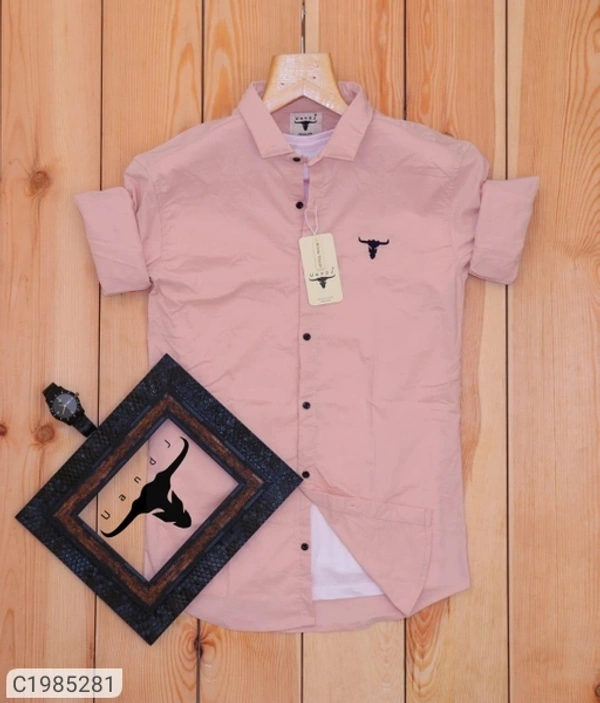  Cotton Lycra Solid Full Sleeves Regular Fit Mens Casual Shirt (SC1985280)  - Pink, XL , Sidhu Collection 