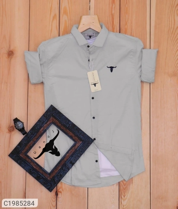  Cotton Lycra Solid Full Sleeves Regular Fit Mens Casual Shirt (SC1985280)  - Grey , M, Sidhu Collection 