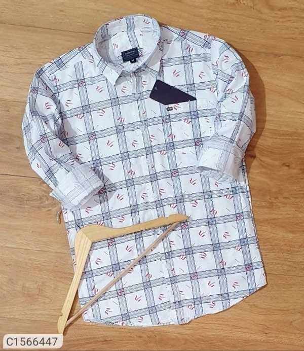 Cotton Checks Full Sleeves Regular Fit Casual Shirt (SC1566447)  - White , XL , Sidhu Collection 