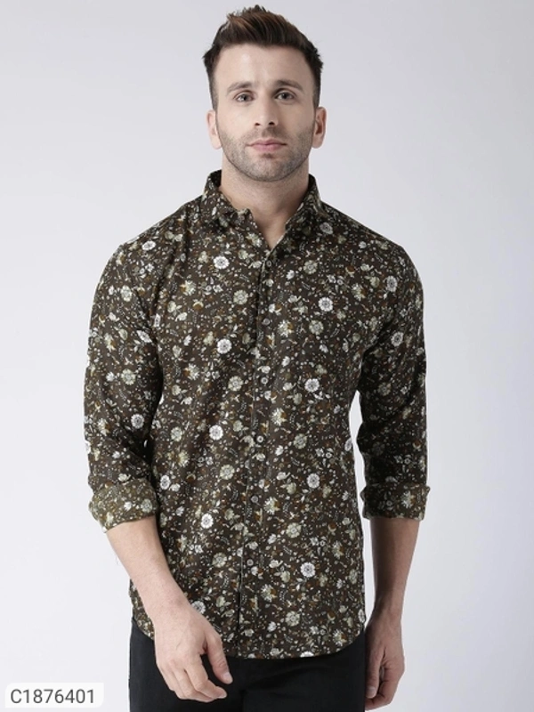  Hangup Cotton Viscose Printed Full Sleeves Slim Fit Mens Casual Shirt (SC1876401)  - 38, Sidhu Collection 