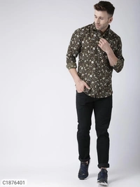  Hangup Cotton Viscose Printed Full Sleeves Slim Fit Mens Casual Shirt (SC1876401)  - 38, Sidhu Collection 