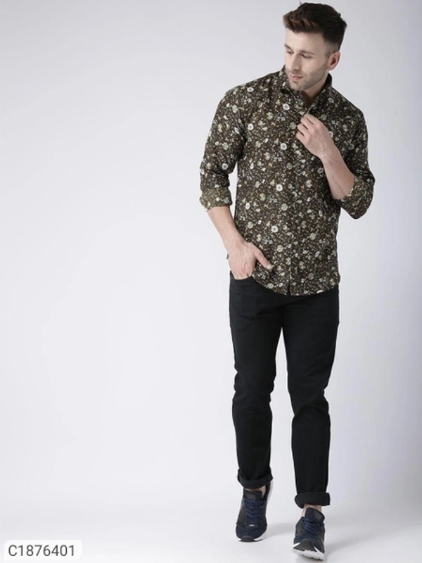  Hangup Cotton Viscose Printed Full Sleeves Slim Fit Mens Casual Shirt (SC1876401)  - 38, Sidhu Collection 