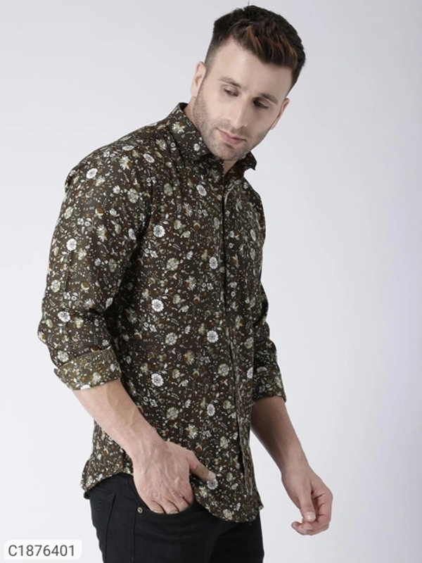  Hangup Cotton Viscose Printed Full Sleeves Slim Fit Mens Casual Shirt (SC1876401)  - 40, Sidhu Collection 