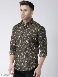  Hangup Cotton Viscose Printed Full Sleeves Slim Fit Mens Casual Shirt (SC1876401)  - 42, Sidhu Collection 
