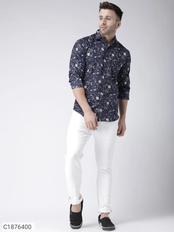  Hangup Cotton Viscose Printed Full Sleeves Slim Fit Mens Casual Shirt (SC1876400)  - 38, Sidhu Collection 
