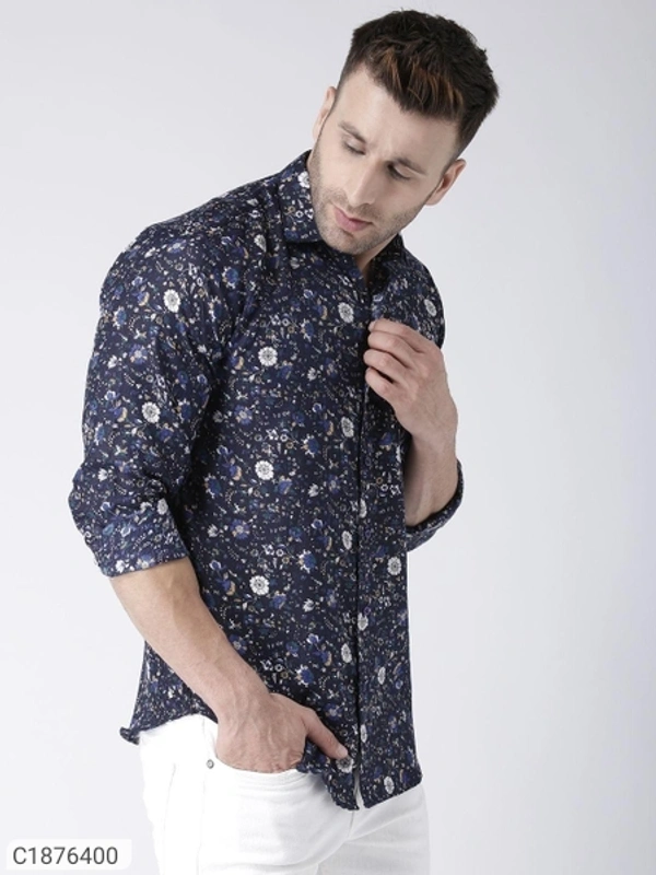  Hangup Cotton Viscose Printed Full Sleeves Slim Fit Mens Casual Shirt (SC1876400)  - 38, Sidhu Collection 