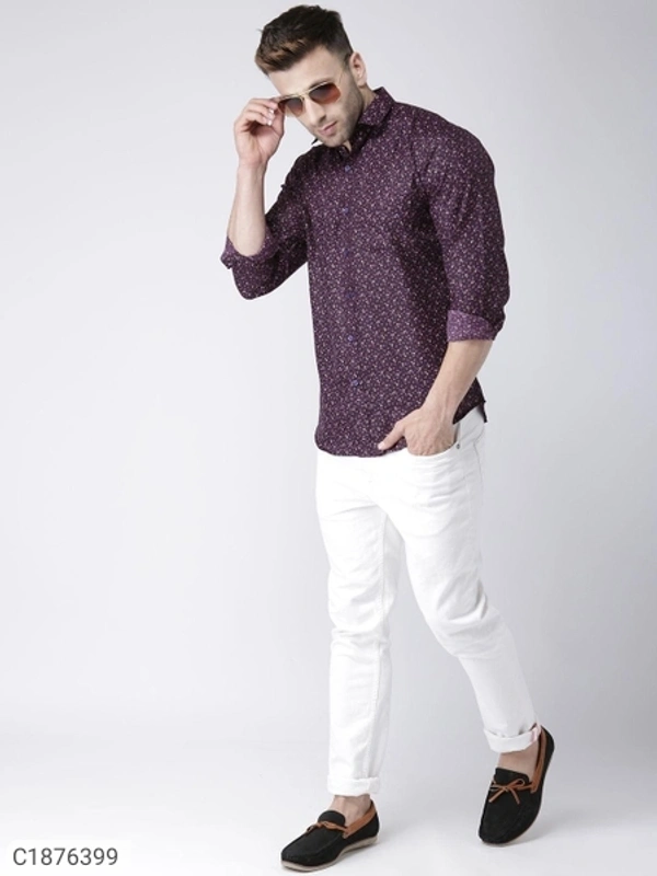  Hangup Cotton Viscose Printed Full Sleeves Slim Fit Mens Casual Shirt (SC1876399)  - 42, Sidhu Collection 