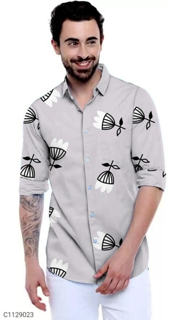 Satin Silk Printed Slim Fit Shirt (SC1129023)  - S, Sidhu Collection 