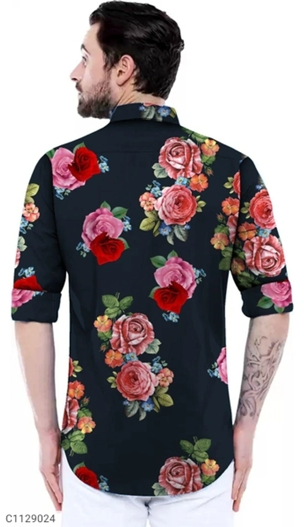  Satin Silk Printed Slim Fit Shirt (SC1129024)  - S, Sidhu Collection 