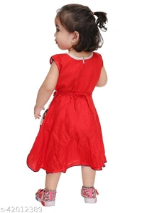 Agile Trendy Girls Frocks (SCS42012388)  - Red , 2 - 3 Years , Sidhu Collection 