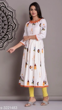 Women's Printed Rayon Long Anarkali Kurti (SCS3221480)  - Pink , XXXL , Sidhu Collection 