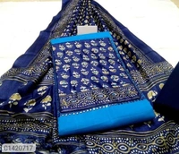 Fancy  Mirror And Hand Made Cotton Slub  Women Dress Material/Suit (SC1420719)  - Green, Sidhu Collection 